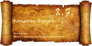 Kenyeres Ferenc névjegykártya