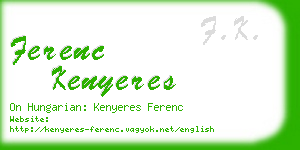 ferenc kenyeres business card